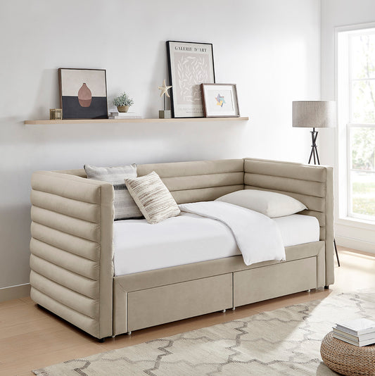 Bellatrix Day Bed (LB79) - Taupe Velvet