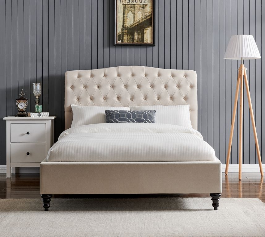 Rosa Bed Frame - Natural Fabric - Multiple Sizes