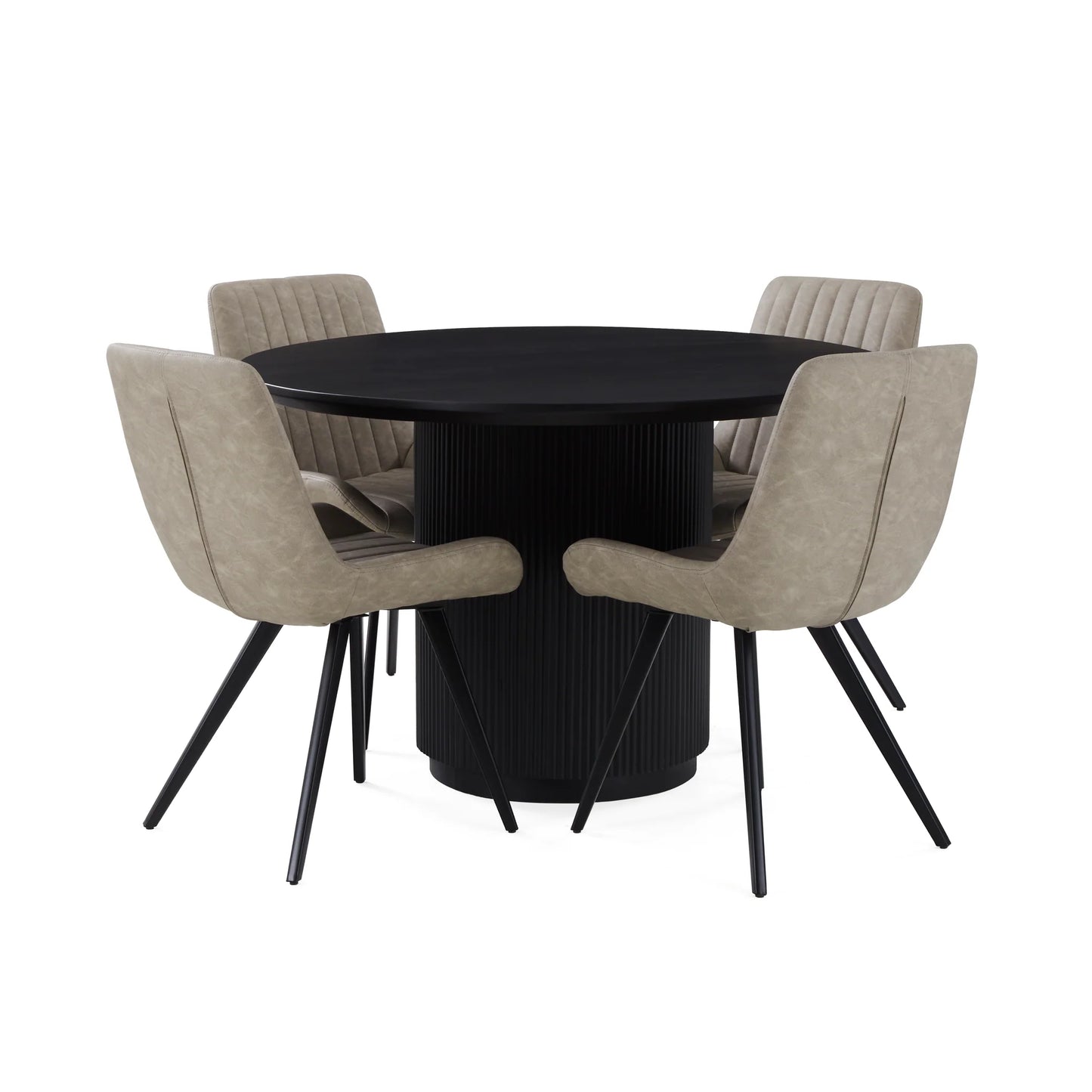 Lucas Round Dining Table - Black w/ Wood Top