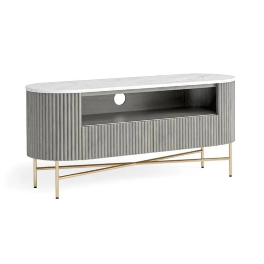 Isabella TV Stand - Grey w/ Marble Top - Multiple Sizes