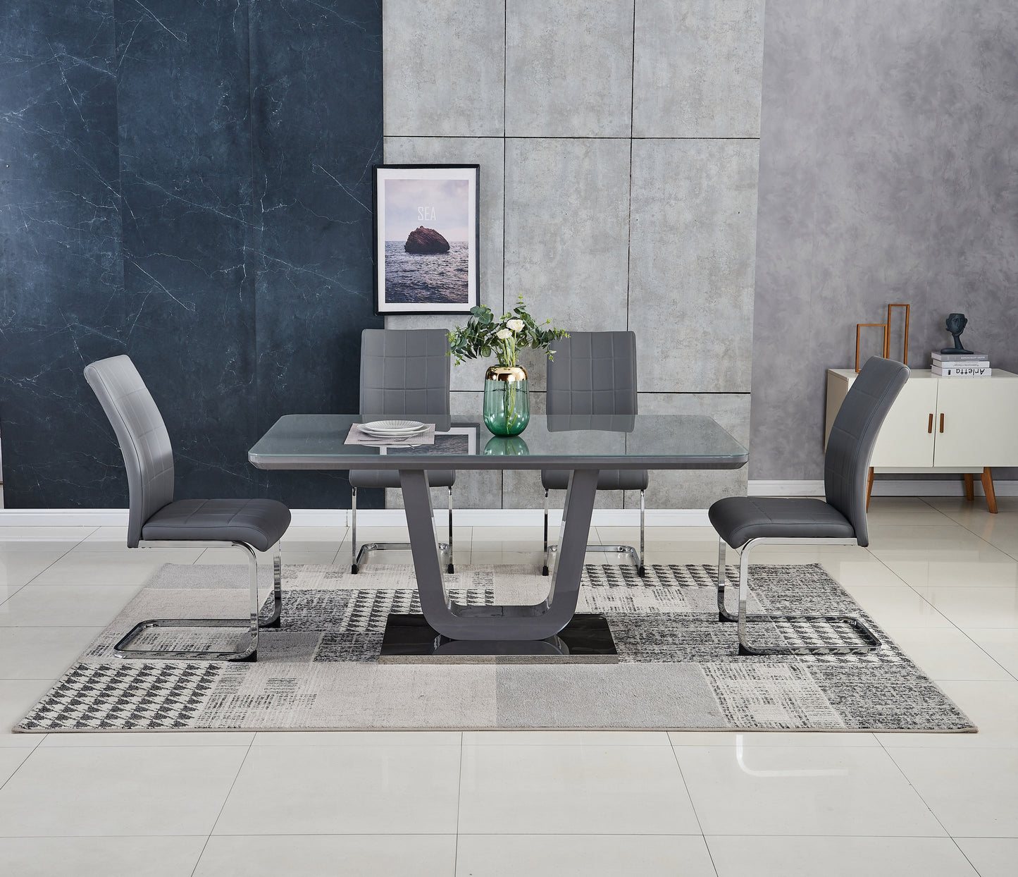 Edel 6' Dining Set - Grey