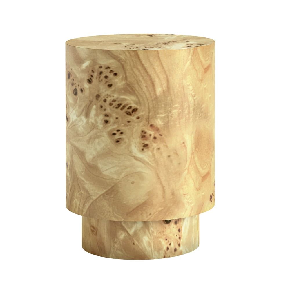 Lucca Round Drum Side Table - Burl Walnut
