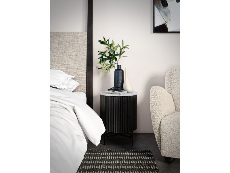 Lucas Side Table - Black w/ Marble Top