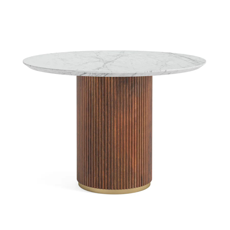 Harvard Round Dining Table - Walnut w/ Marble Top