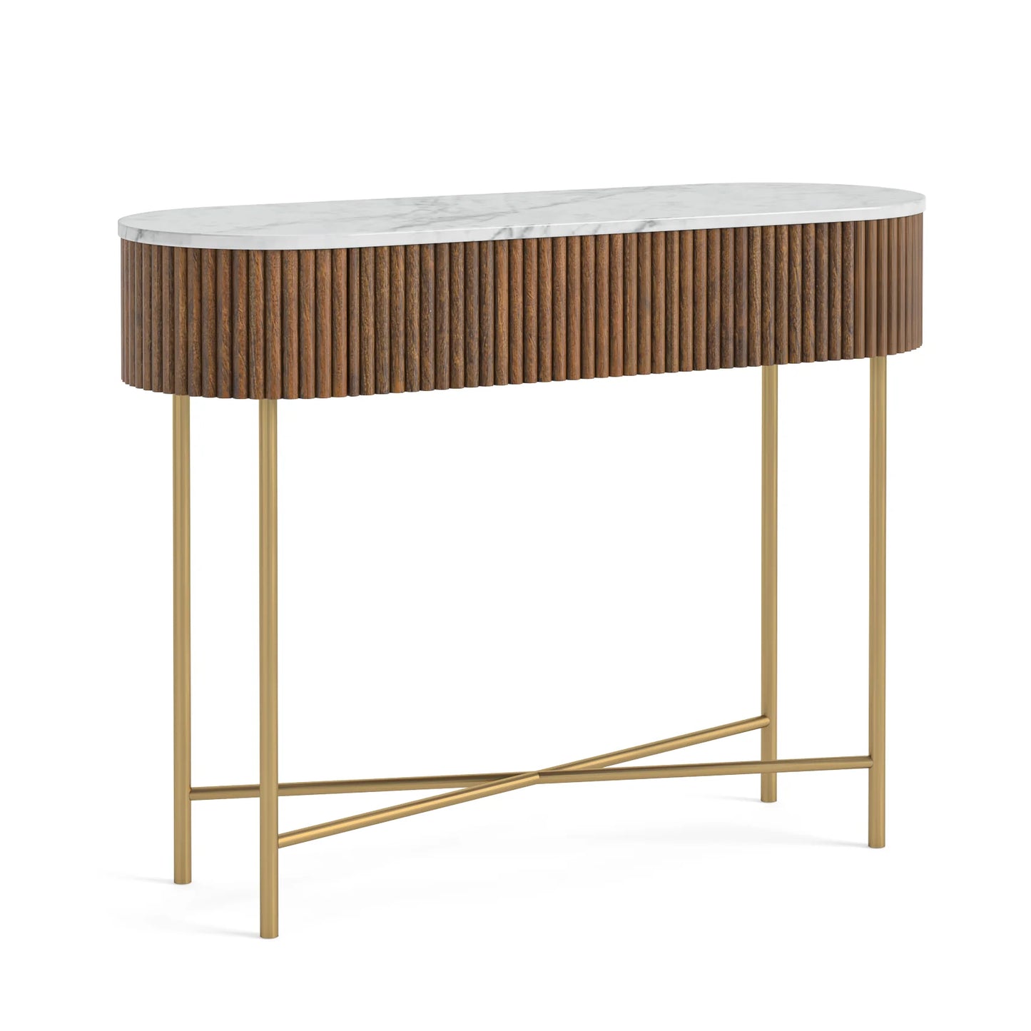 Harvard Console Table - Walnut w/ Marble Top