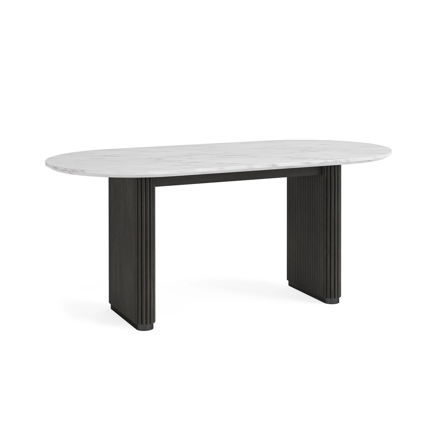Lucas Oval Dining Table - Black w/ Marble Top