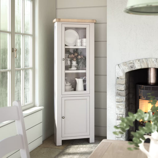 Salcombe Corner Display Cabinet - Light Grey