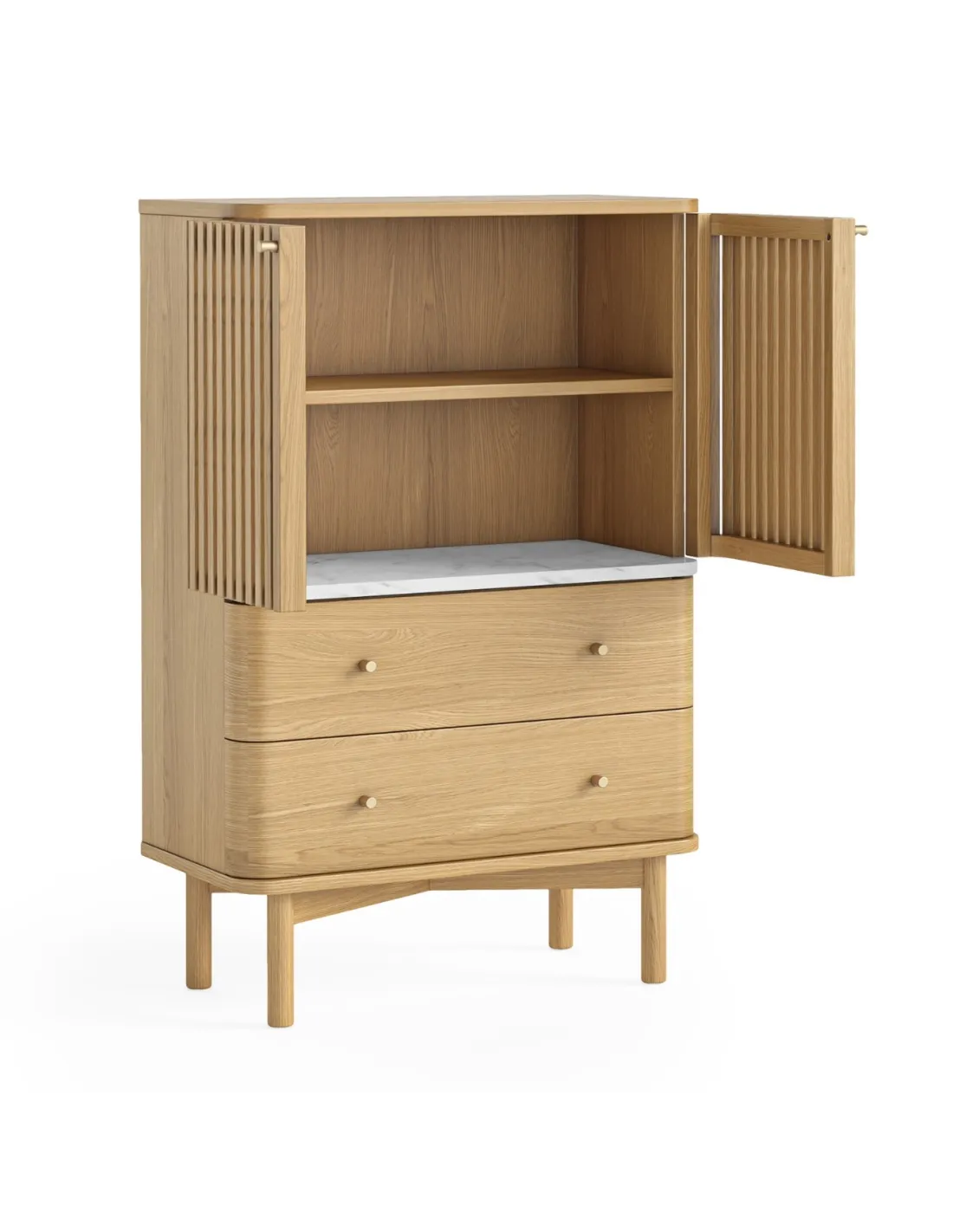 Soho Shoe Cabinet - Natural w/ Marble Top