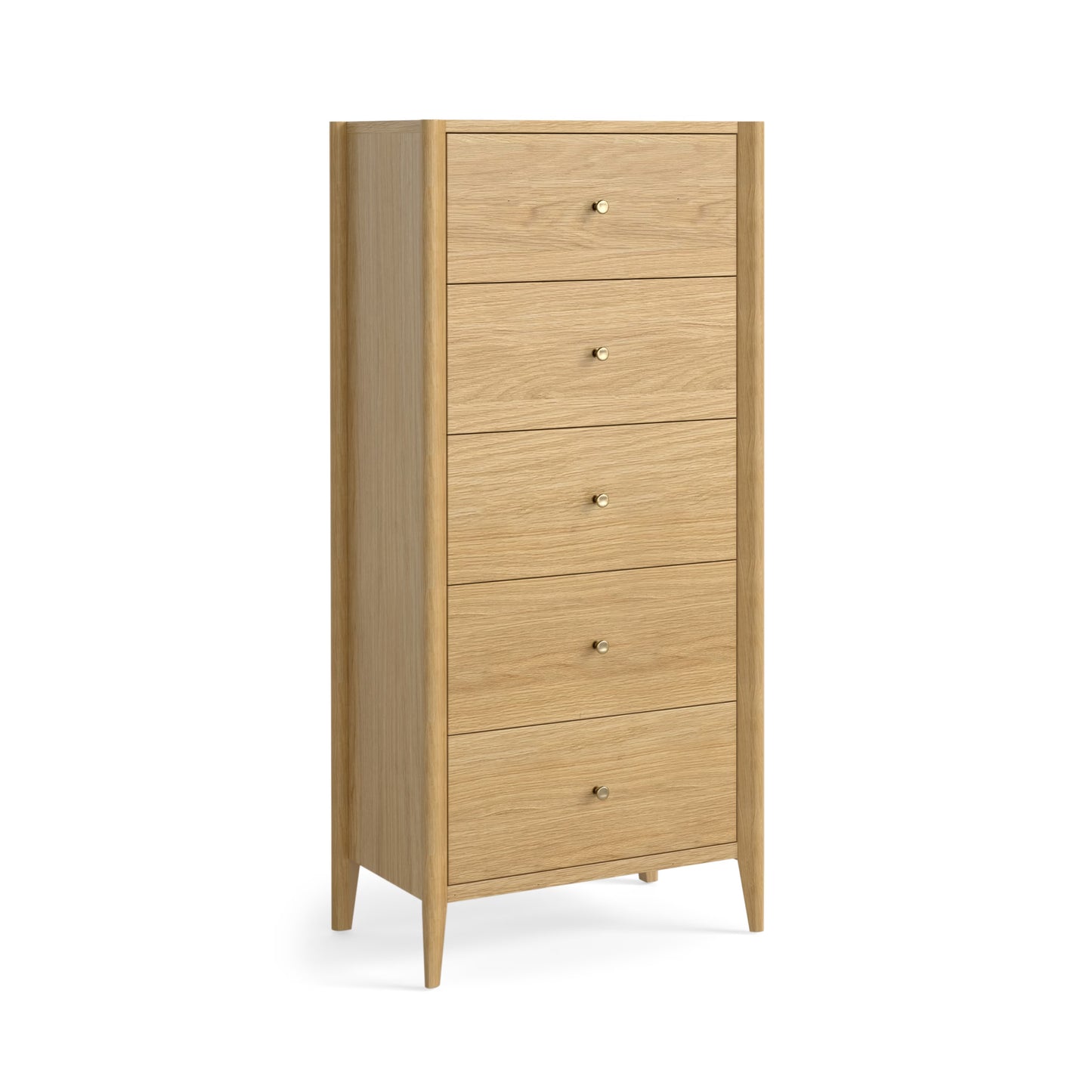 Paris 5 Drawer Tallboy - Natural Oak