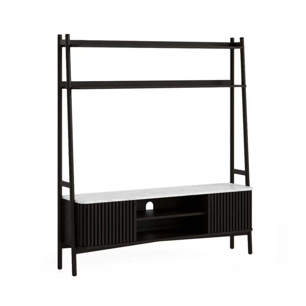 Soho Larder TV Unit - Black w/ Marble Top - Multiple Sizes