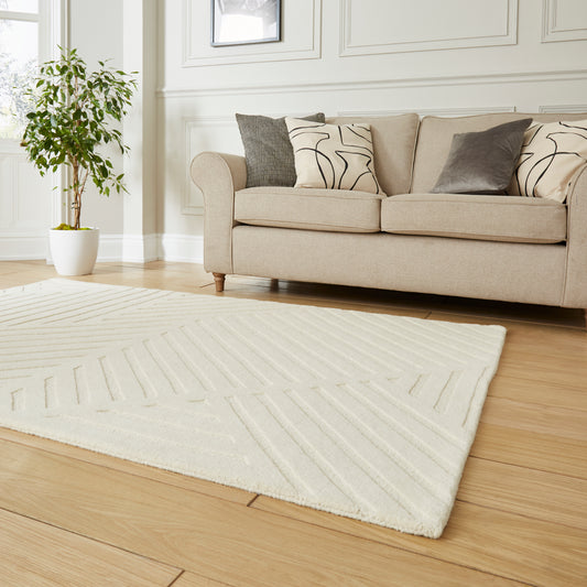 Hudson Bay Rug - Linear Pattern Cream