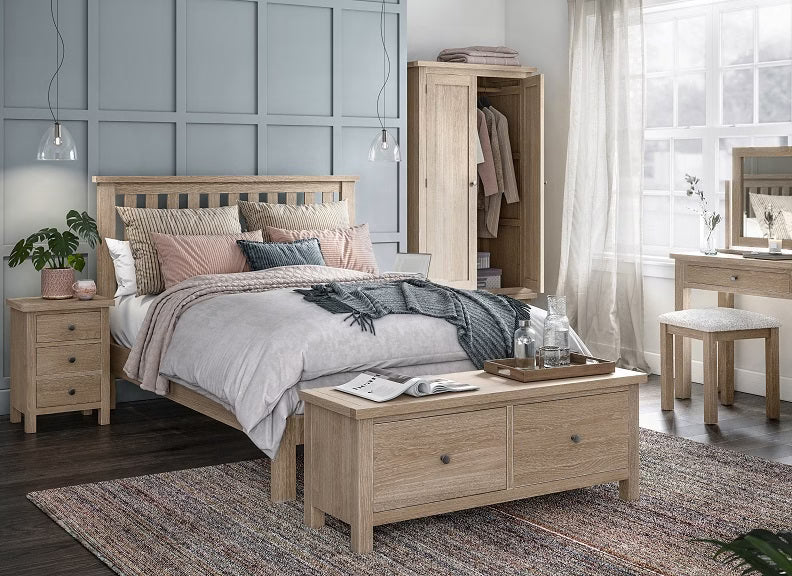 Modern Country Narrow Bedside Locker - Oak