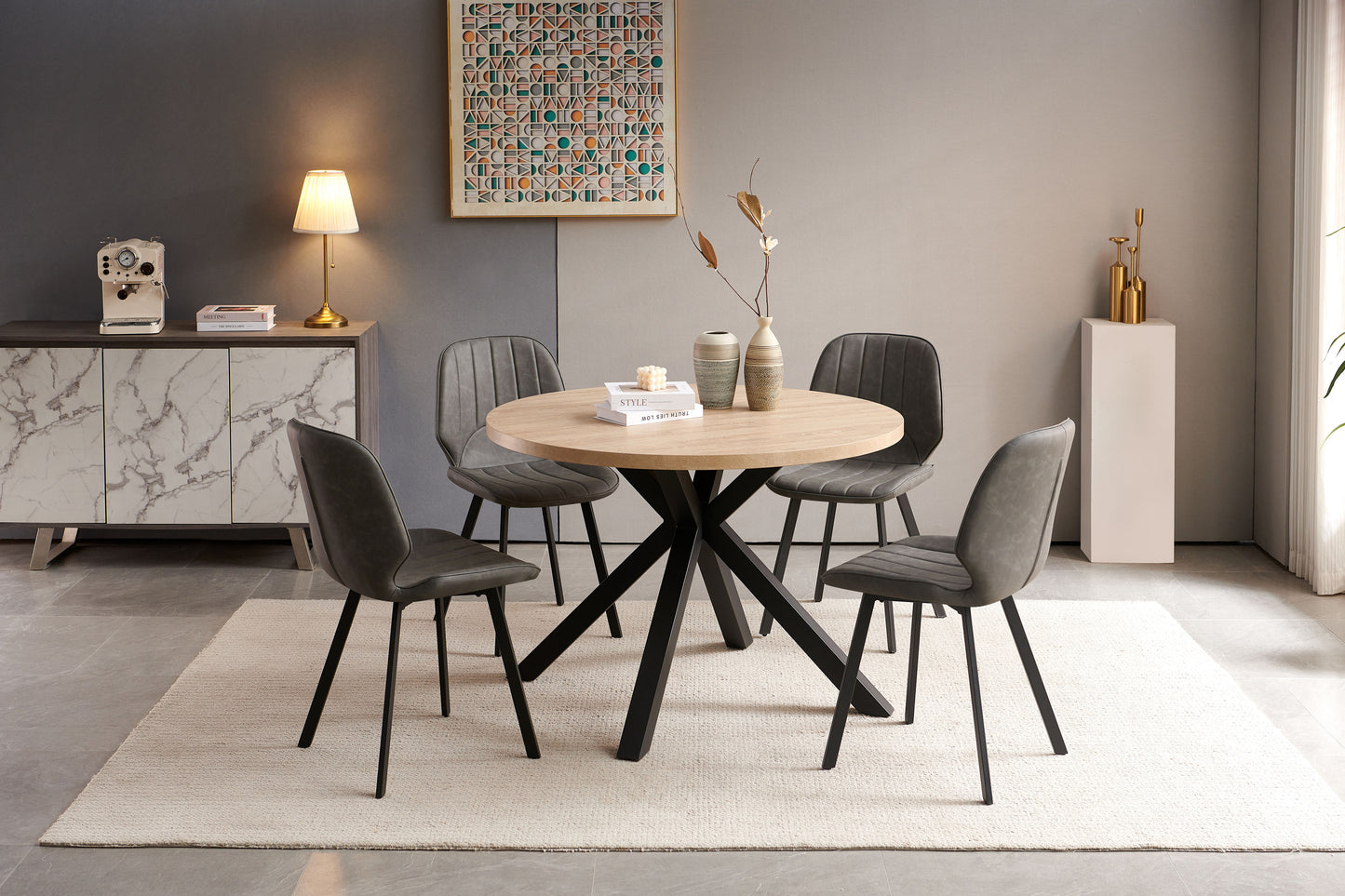Montreal 4' Dining Set - Oak & Dark Grey