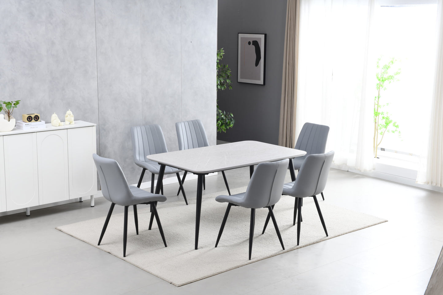 Newark 6' Dining Set - Grey