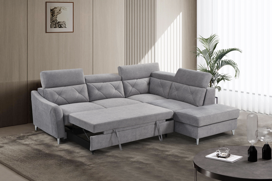 Emma Corner Sofa Bed w/ Storage RHF - Grey