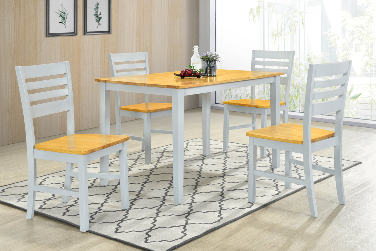 Tessa 4' Dining Set - Grey and Oak