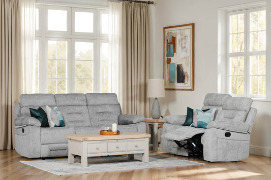 Wilbur 2 Seater Manual Recliner Sofa - Grey