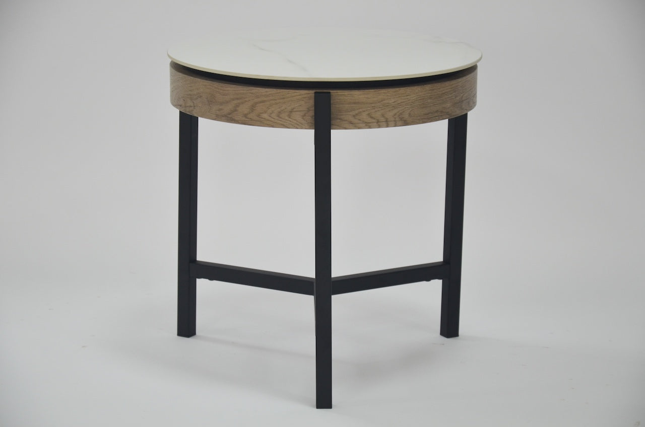 Zara Lamp Table - Marble Effect White