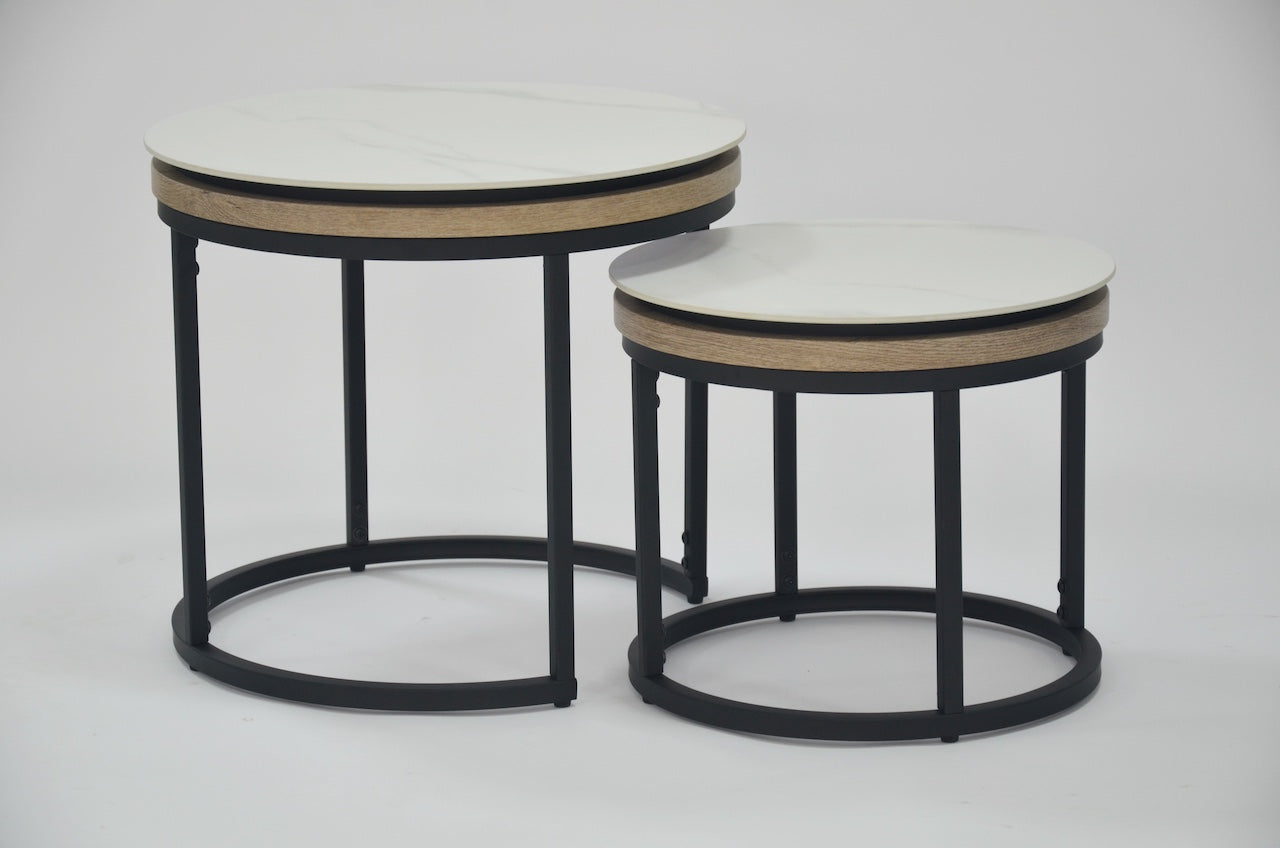 Zara Nest of Tables - Marble Effect White