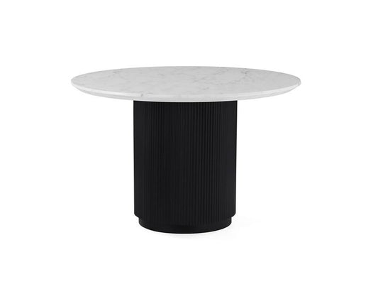 Lucas Round Dining Table - Black w/ Marble Top