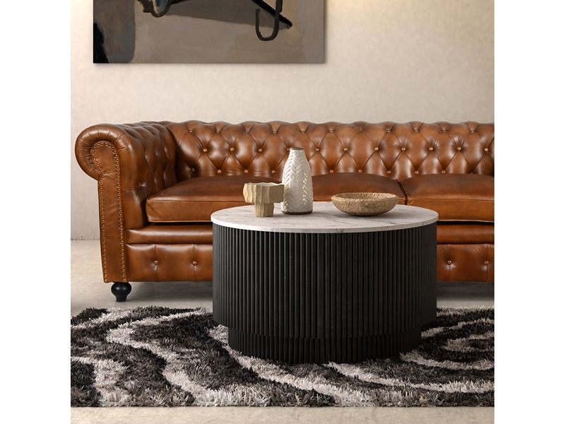 Lucas Coffee Table - Black w/ Marble Top