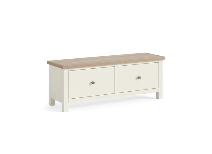 Modern Country Large 2 Drawer Bench - Coconut White