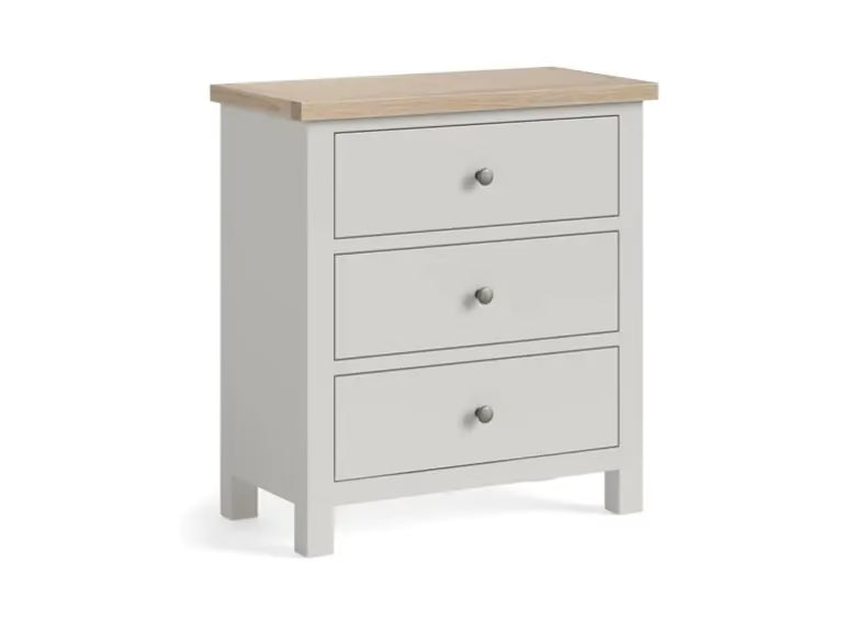 Modern Country 3 Drawer Chest - Stone Grey