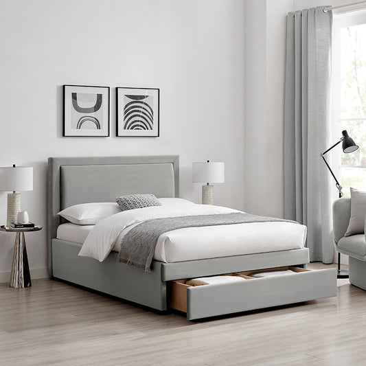 Ursa Storage Bed (LB78) - Grey Velvet - Multiple Sizes