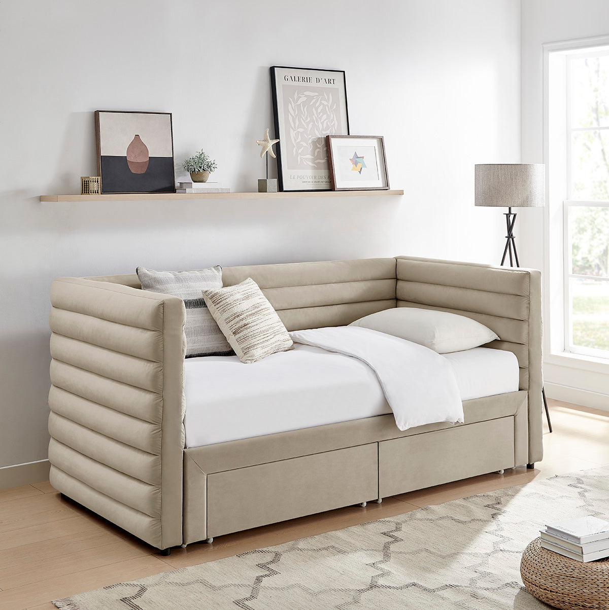 Bellatrix Day Bed (LB79) - Taupe Velvet