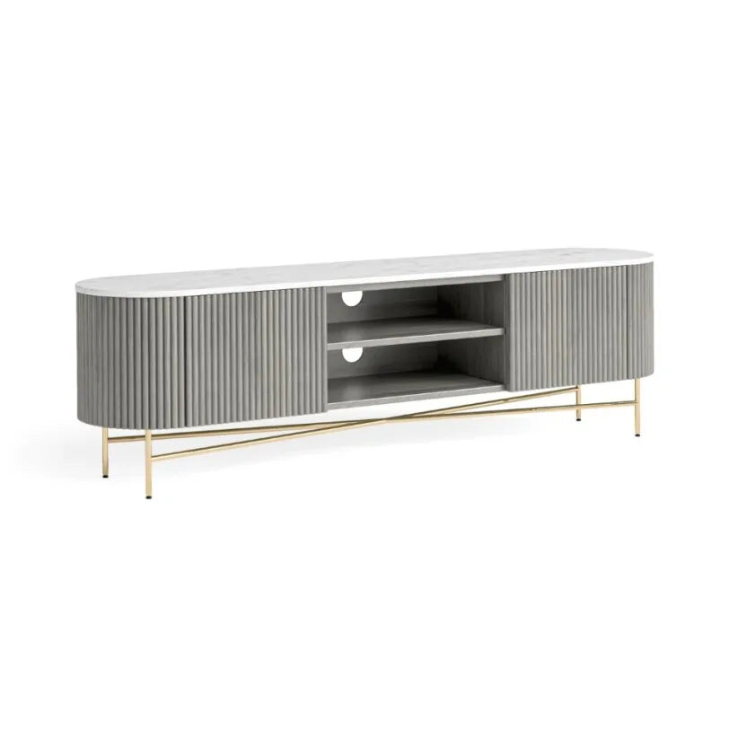 Isabella TV Stand - Grey w/ Marble Top - Multiple Sizes