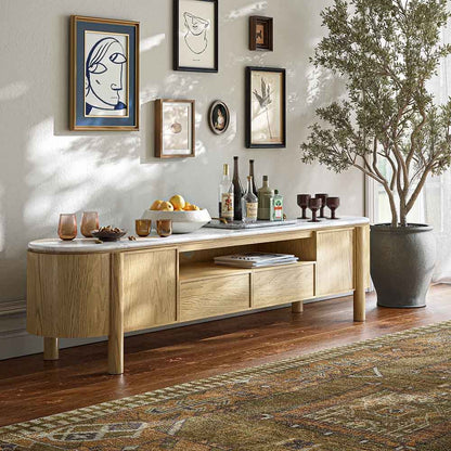 Phoenix TV Unit- Oak w/ Marble Top - Multiple Sizes