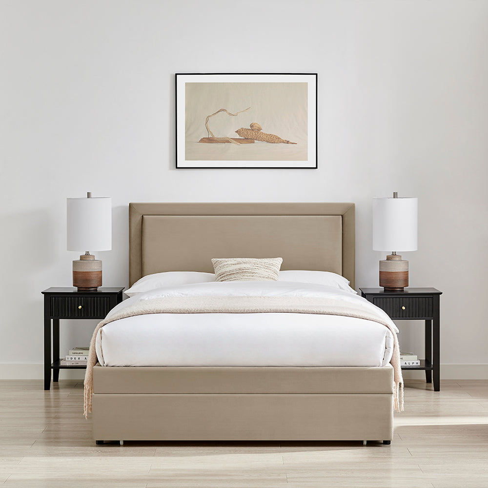 Ursa Storage Bed (LB78) - Taupe Velvet - Multiple Sizes