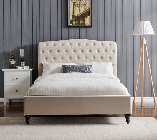 Rosa Bed Frame - Natural Fabric - Multiple Sizes