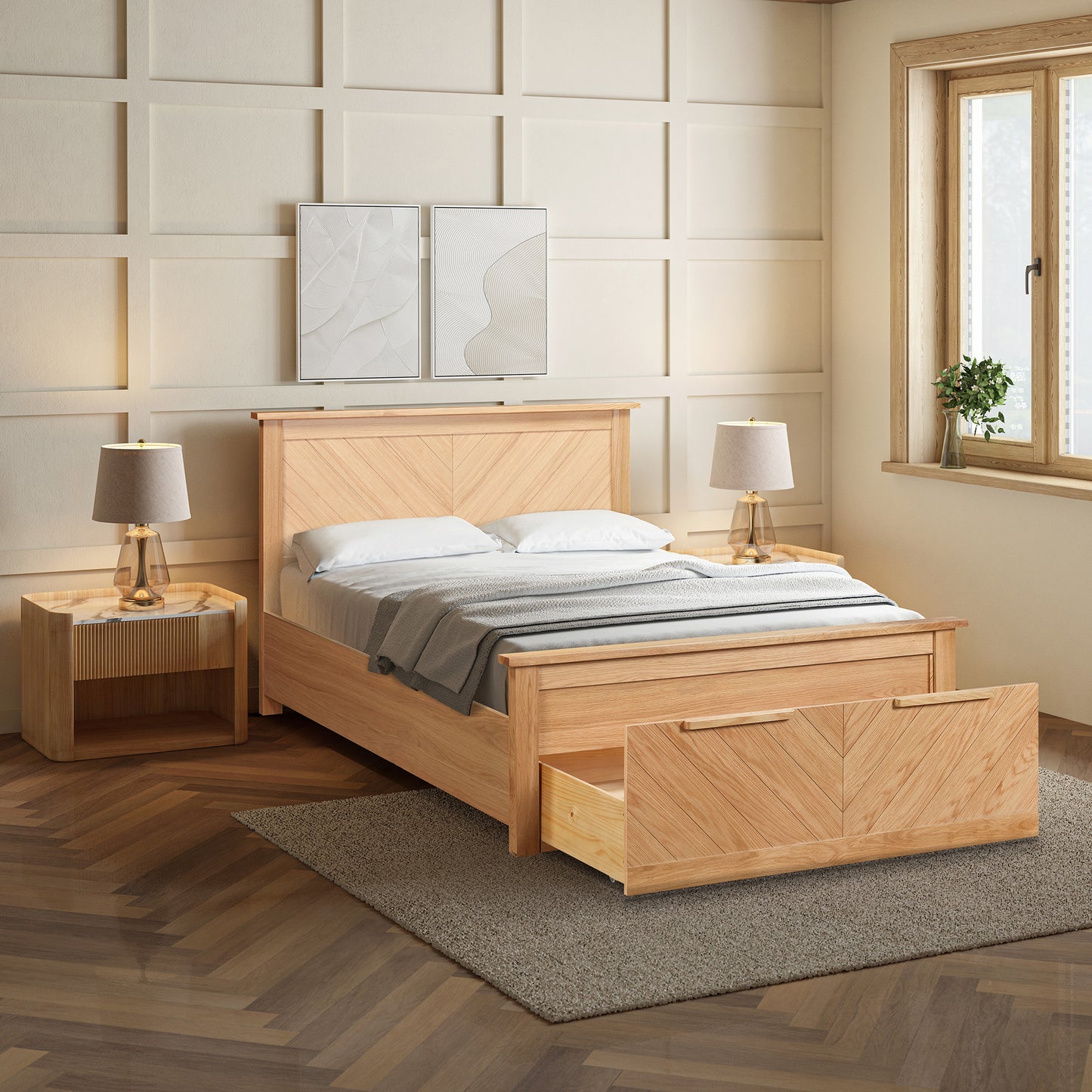 Kenji Storage Bed (LB77) - Multiple Sizes