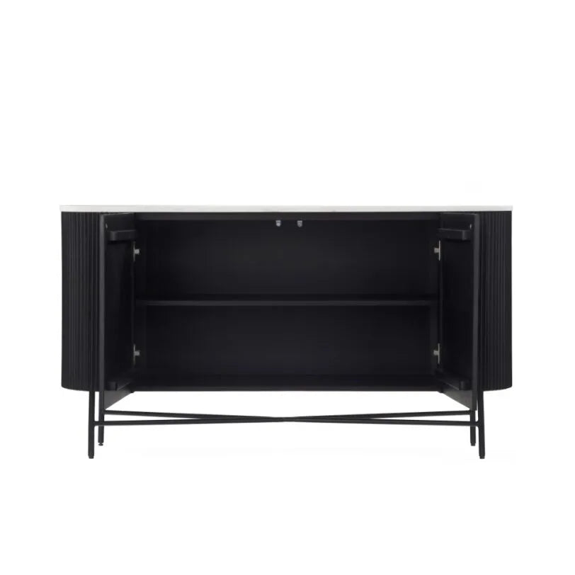 Lucas Sideboard - Black w/ Marble Top - Multiple Sizes