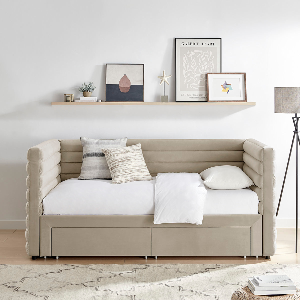 Bellatrix Day Bed (LB79) - Taupe Velvet