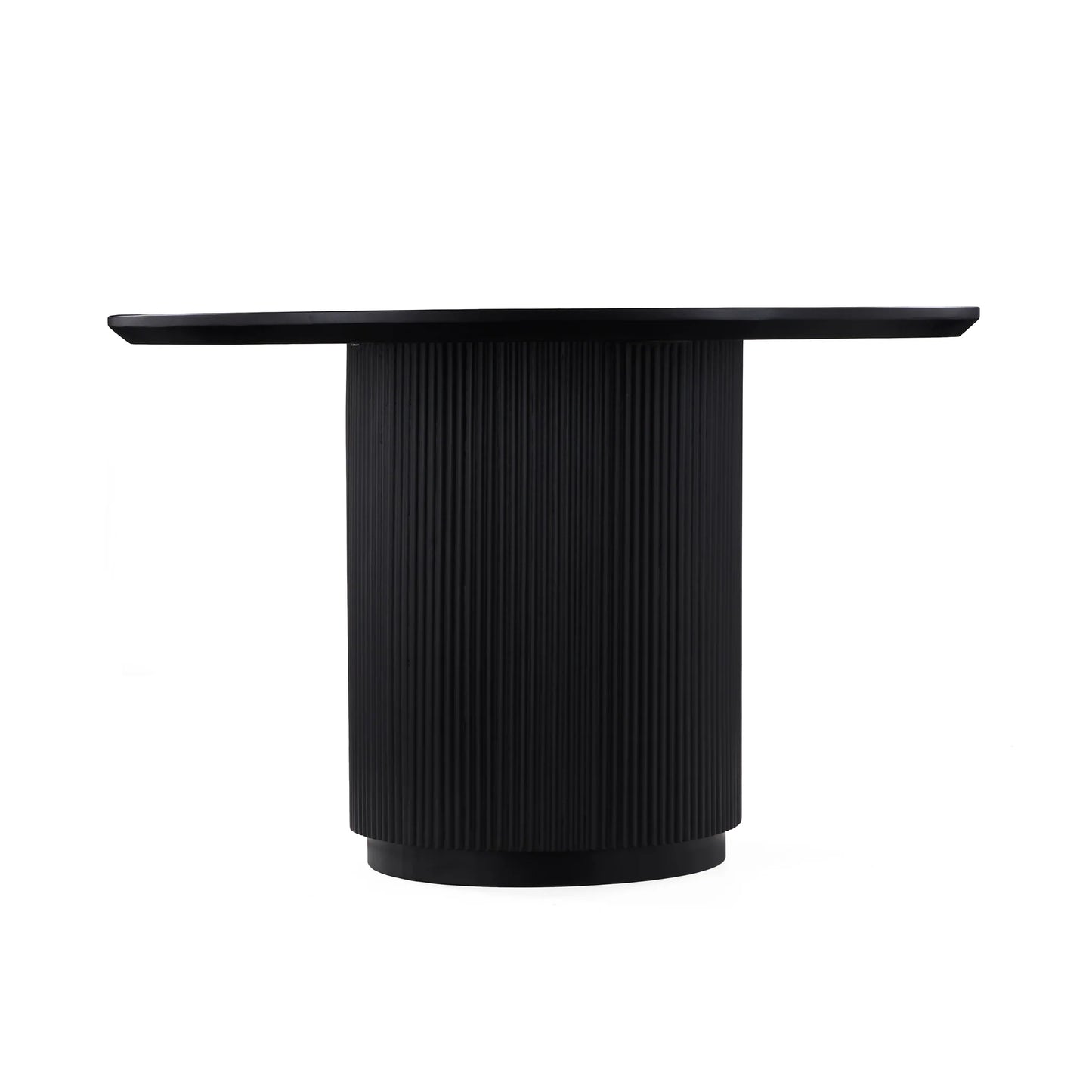 Lucas Round Dining Table - Black w/ Wood Top