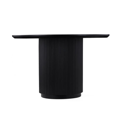 Lucas Round Dining Table - Black w/ Wood Top