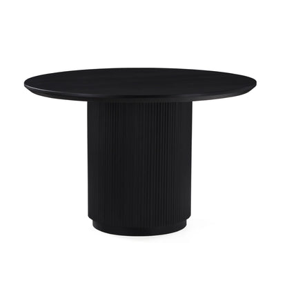 Lucas Round Dining Table - Black w/ Wood Top
