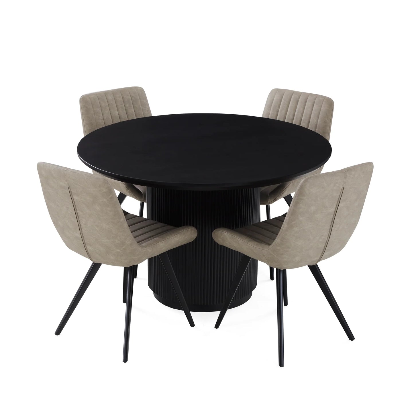 Lucas Round Dining Table - Black w/ Wood Top
