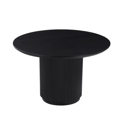Lucas Round Dining Table - Black w/ Wood Top