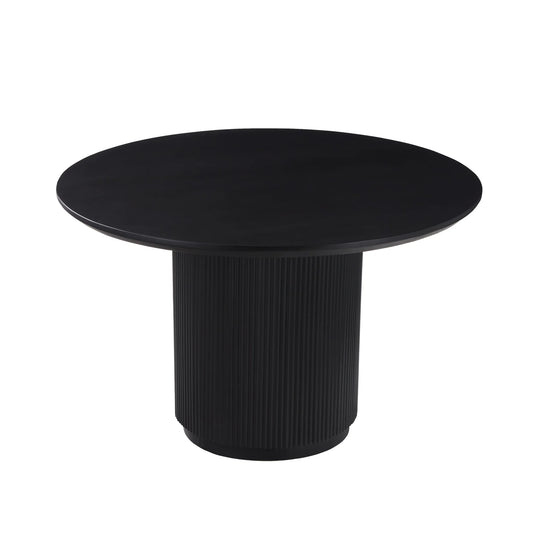 Lucas Round Dining Table - Black w/ Wood Top
