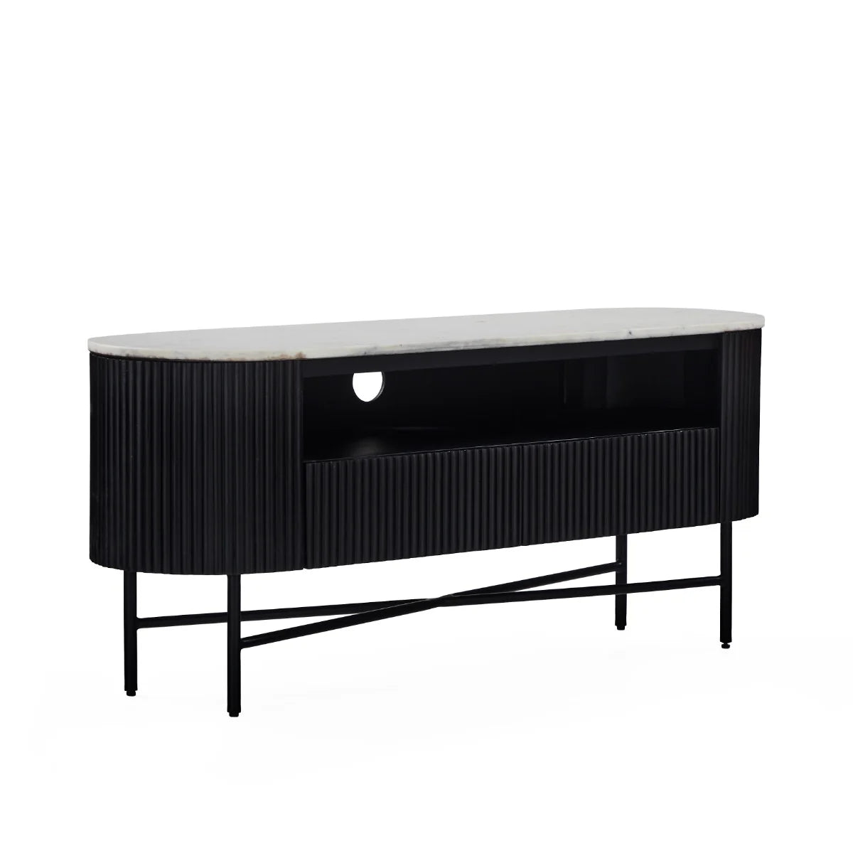 Lucas Media Stand - Black w/ Marble Top - Multiple Sizes