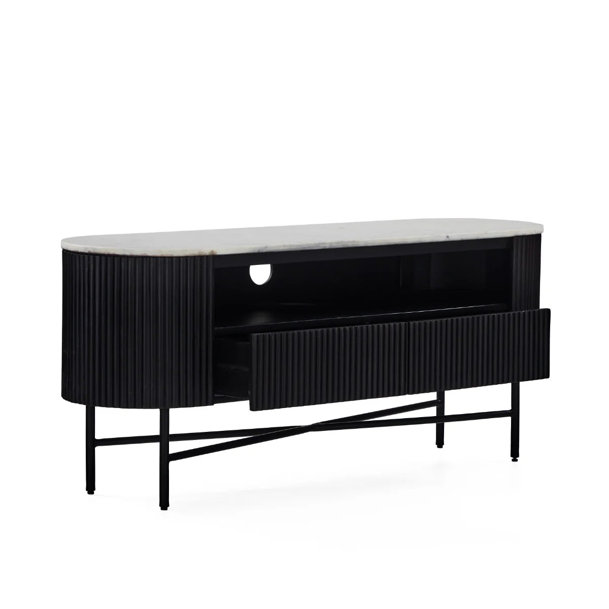 Lucas Media Stand - Black w/ Marble Top - Multiple Sizes