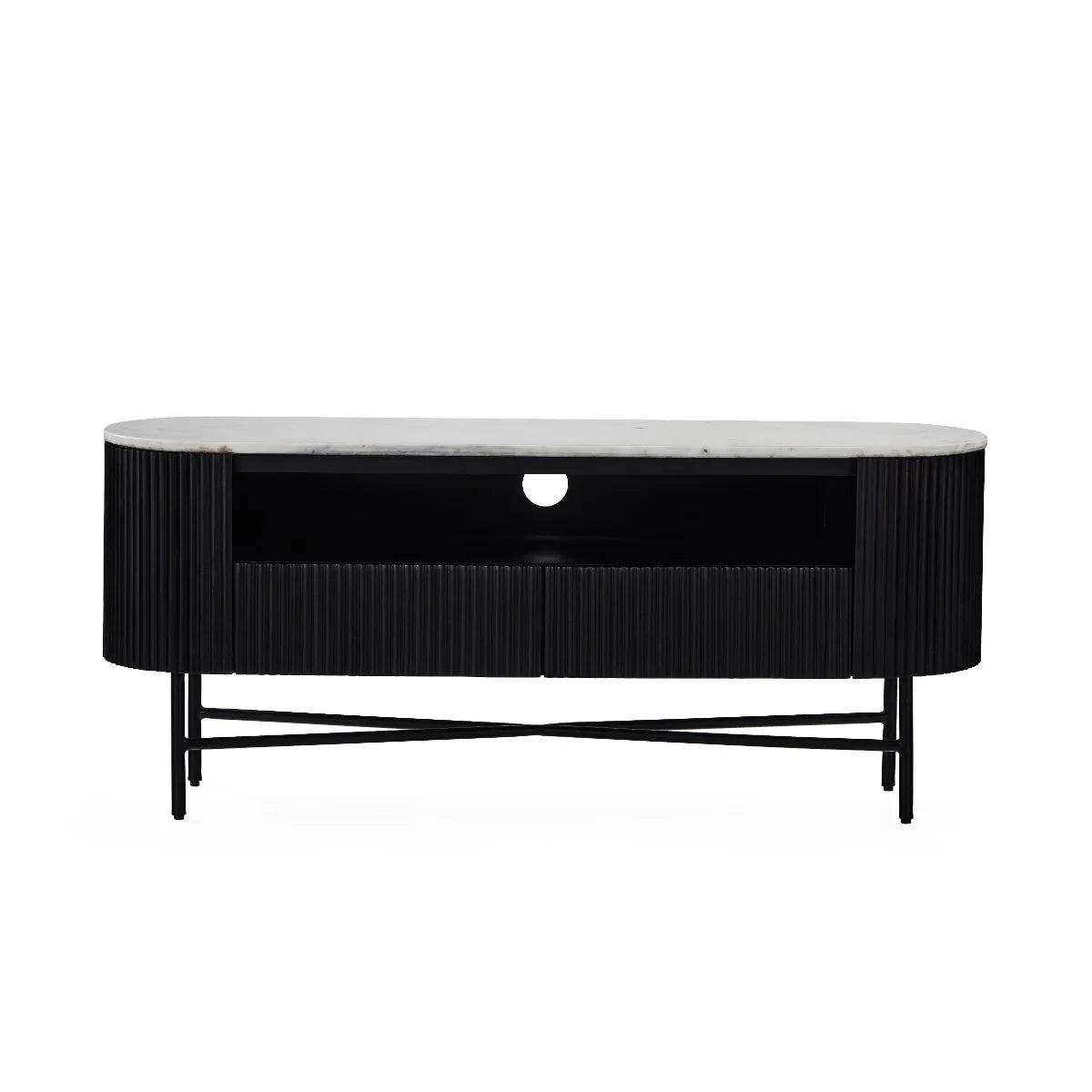 Lucas Media Stand - Black w/ Marble Top - Multiple Sizes