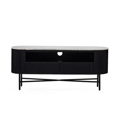 Lucas Media Stand - Black w/ Marble Top - Multiple Sizes