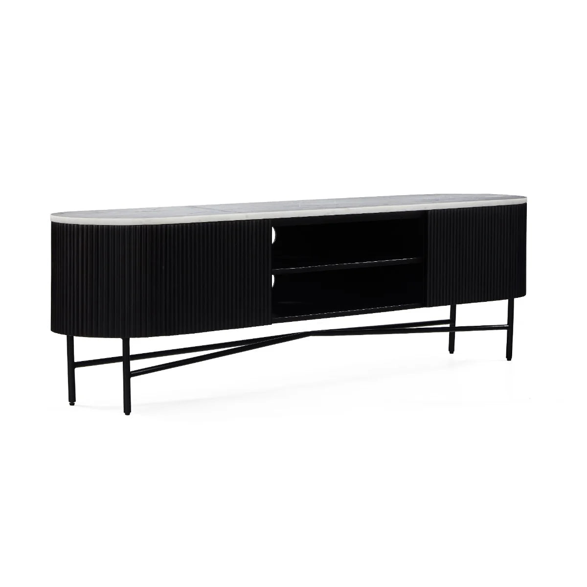 Lucas Media Stand - Black w/ Marble Top - Multiple Sizes