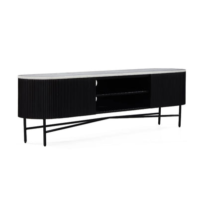 Lucas Media Stand - Black w/ Marble Top - Multiple Sizes