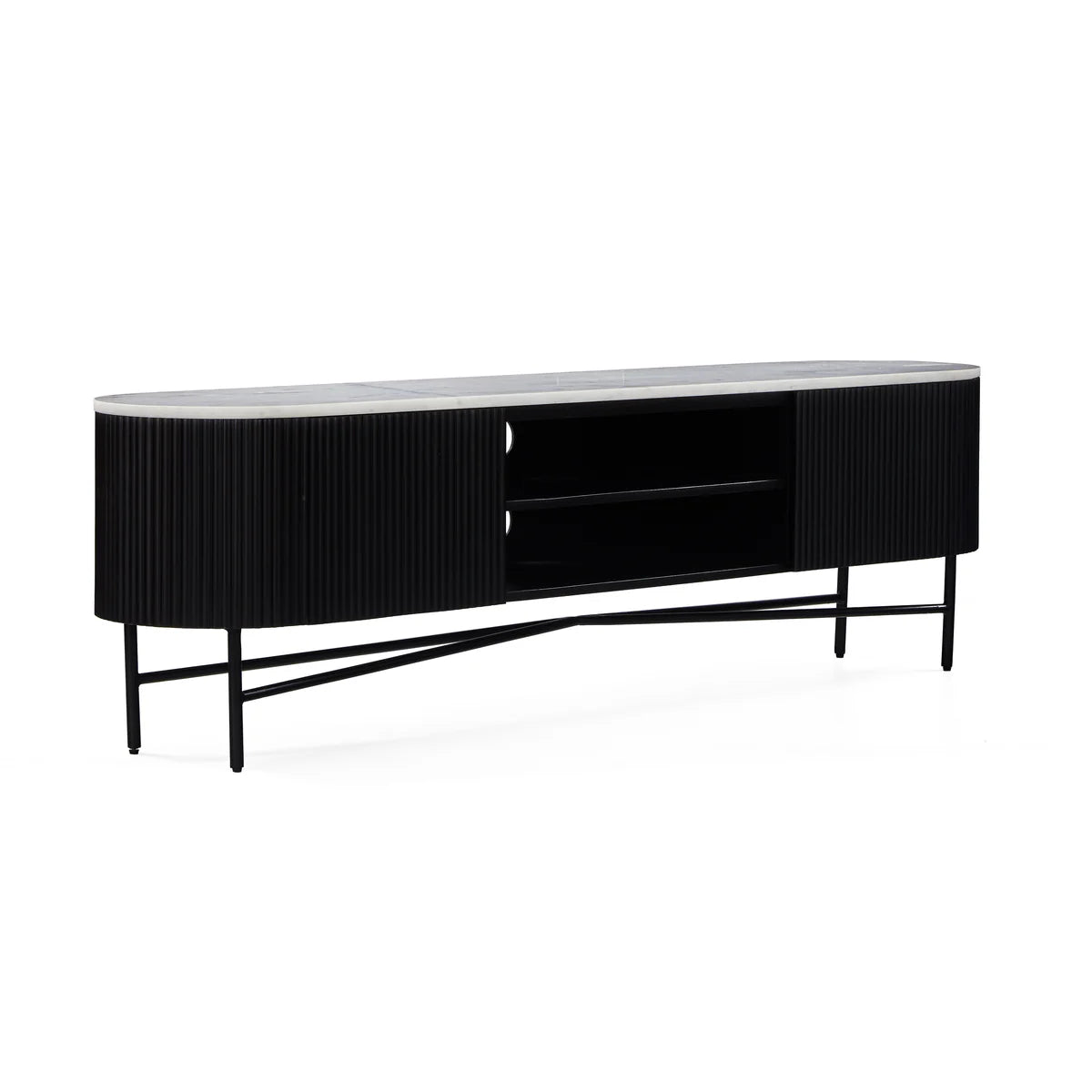 Lucas Media Stand - Black w/ Marble Top - Multiple Sizes