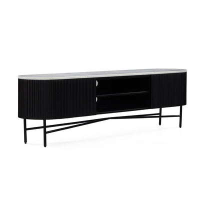 Lucas Media Stand - Black w/ Marble Top - Multiple Sizes
